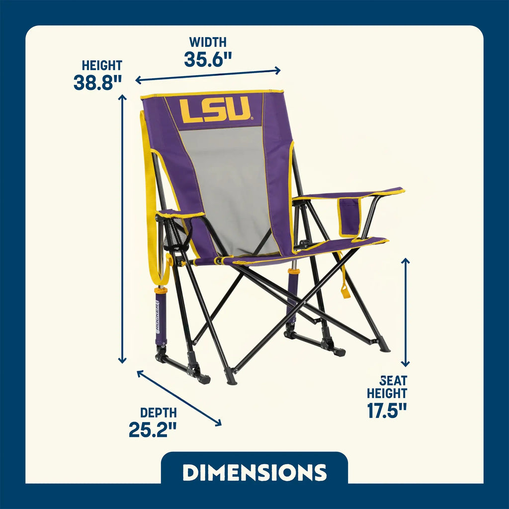 Smooth Motion College Comfort Pro Rocker - LSU Tigers - Choice 880 - RoadTrip Rocker Smooth Motion Camp Chair Detail
