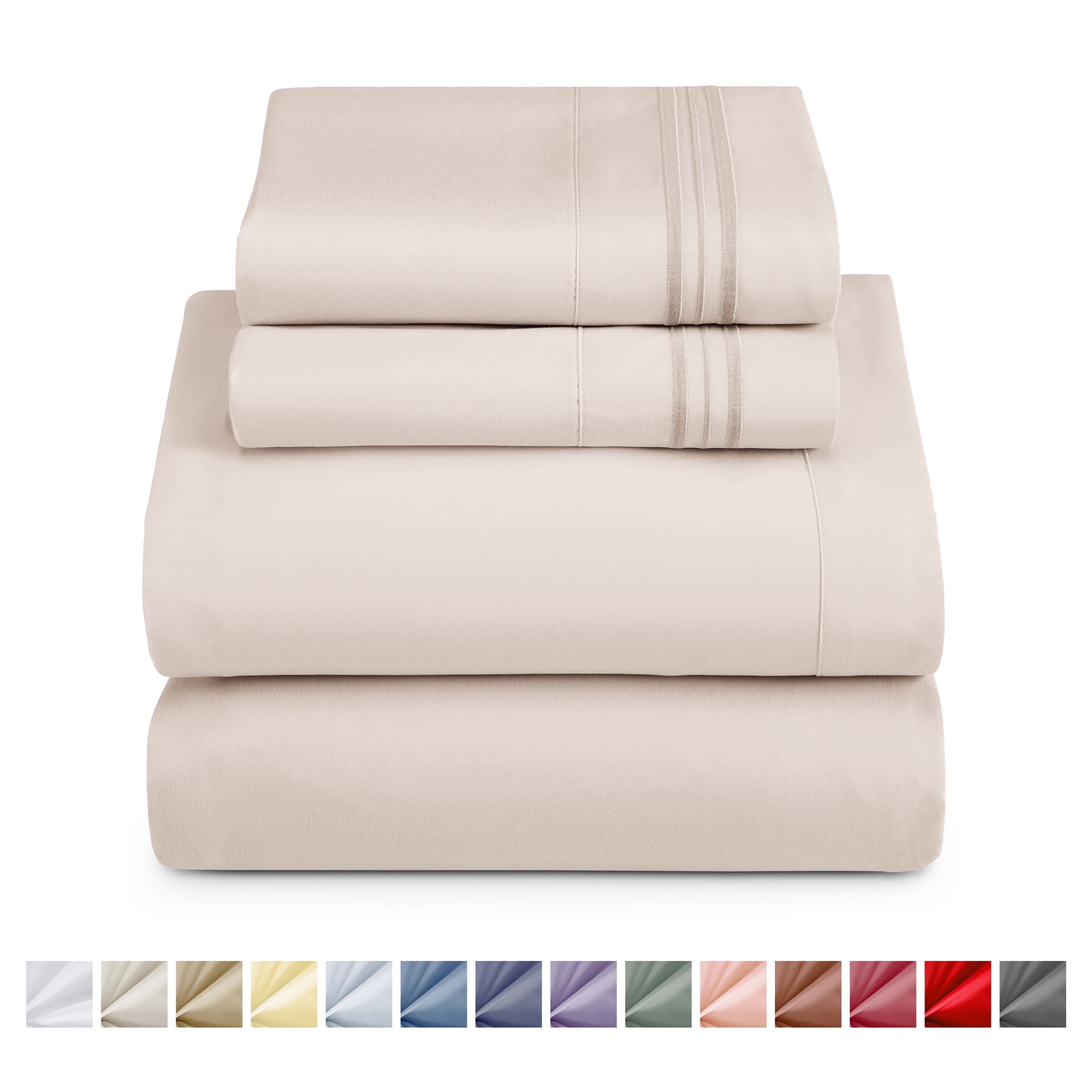 Ultra-Soft King Sheet Sets, 1800 Series Deep Pocket 4 Piece, Luxury Soft Microfiber Bed Sheet Sets, BEIGE CREAM - Luxury Bed Sheet Set with Deep Pockets - Default Title