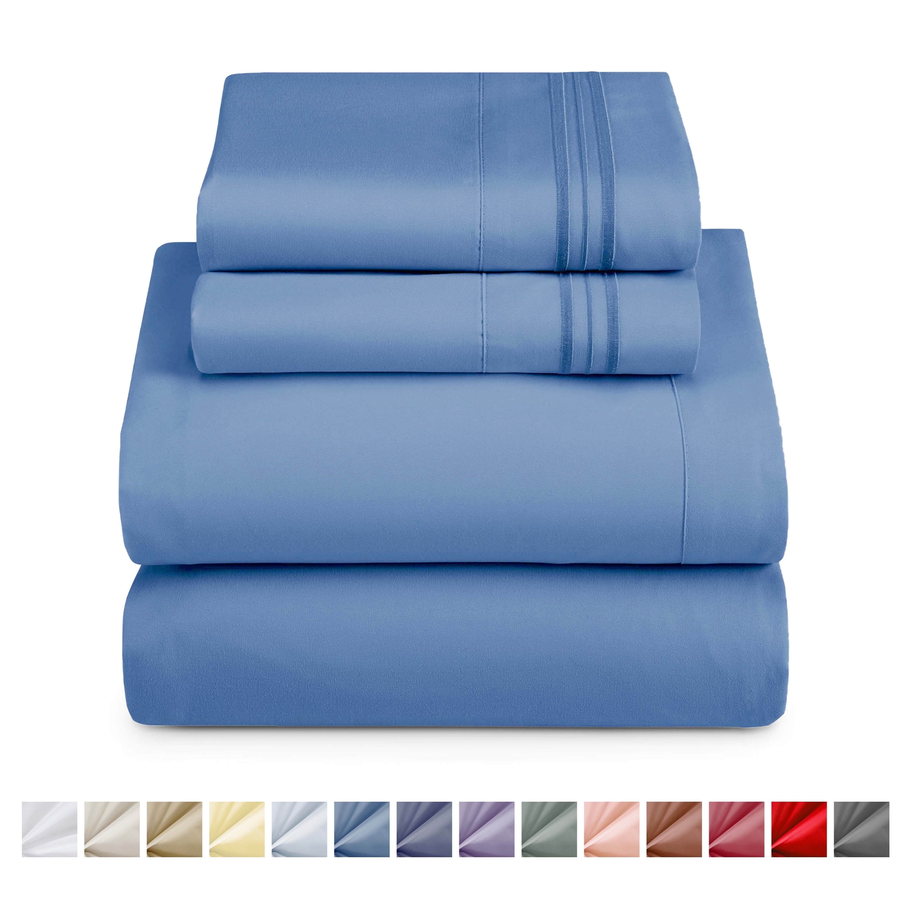Breathable Luxury Split King Sheet Sets, Deep Pocket 5 Piece, Luxury Soft Microfiber Bed Sheet Sets, BLUE HEAVEN - Premium Ultra-Soft Pillowcase Pair for Sleeping - Default Title