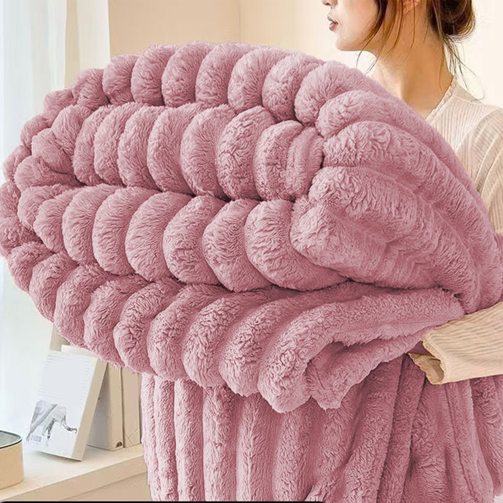Reversible Sherpa Faux Fur Throw Blanket for Couch, Soft and Thick Double Layer Throw Blanket, Lightweight Plush Fuzzy Luxury Winter Bl... - Super Soft Reversible Sherpa Flannel Blanket - Default Title