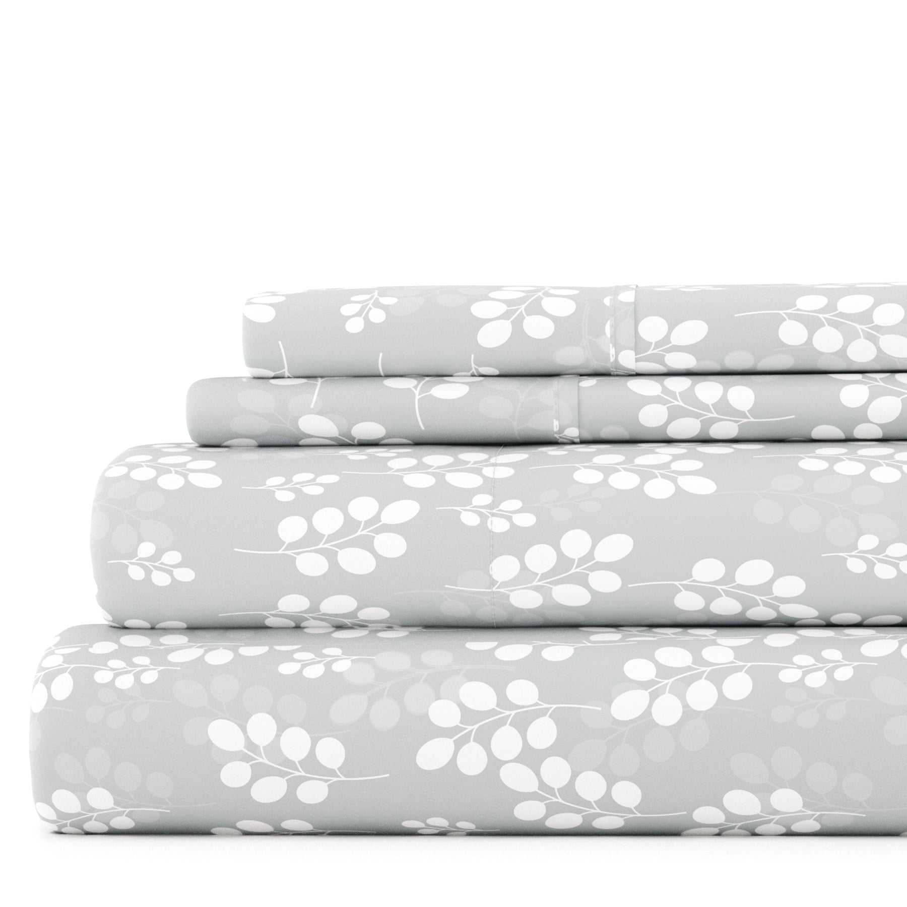 Wrinkle-Resistant 4 Piece Pattern Microfiber Bed Sheets Set, Gray Wheat, Full - Breathable Egyptian Cotton Flat & Fitted Sheets - Default Title