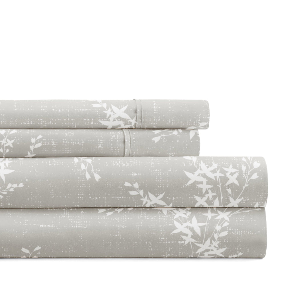 Ultra-Soft 3 Piece Pattern Microfiber Bed Sheets Set, Distressed Willow Light Gray, Twin - Breathable Egyptian Cotton Flat & Fitted Sheets - Default Title
