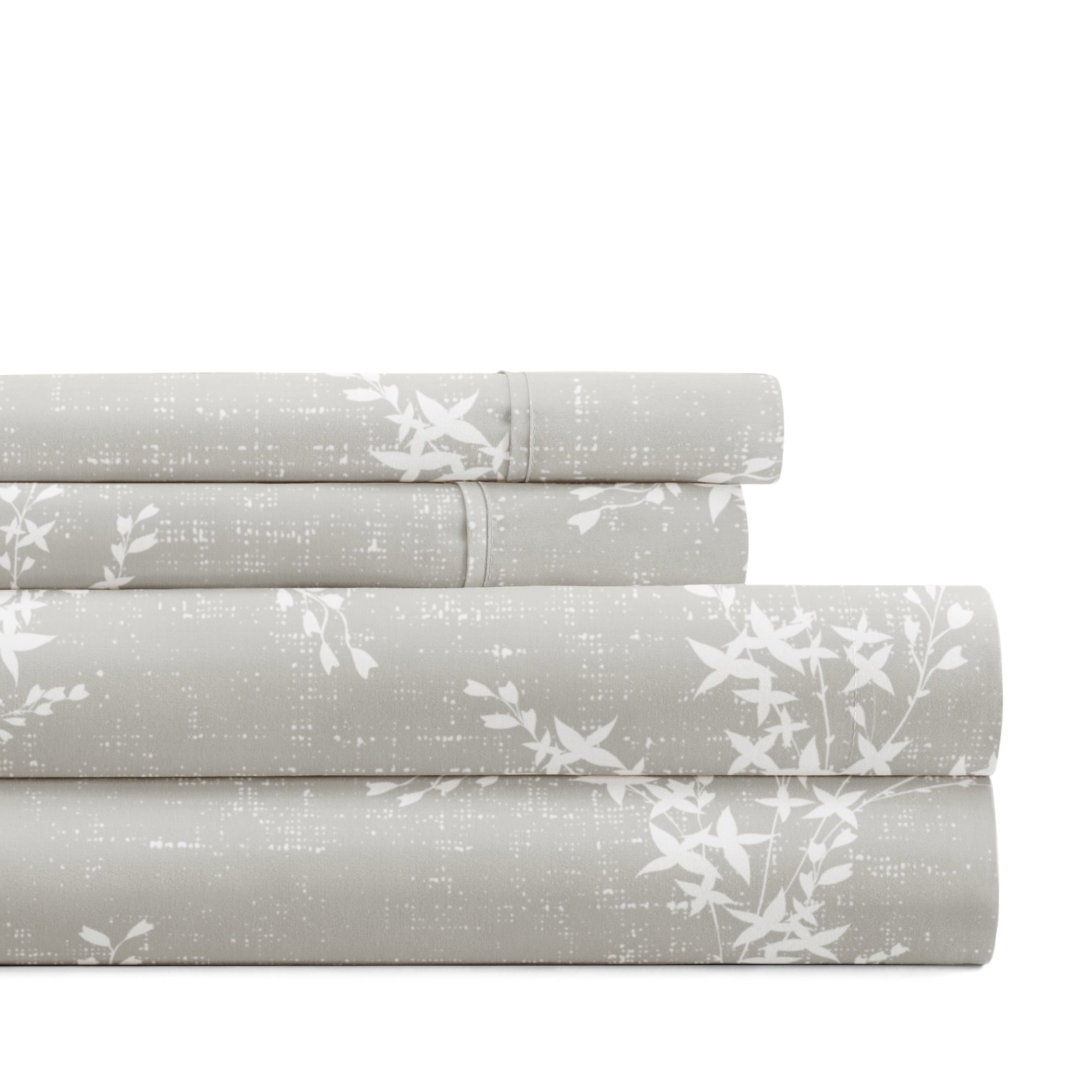 Ultra-Soft 3 Piece Pattern Microfiber Bed Sheets Set, Distressed Willow Light Gray, Twin - Breathable Egyptian Cotton Flat & Fitted Sheets - Default Title
