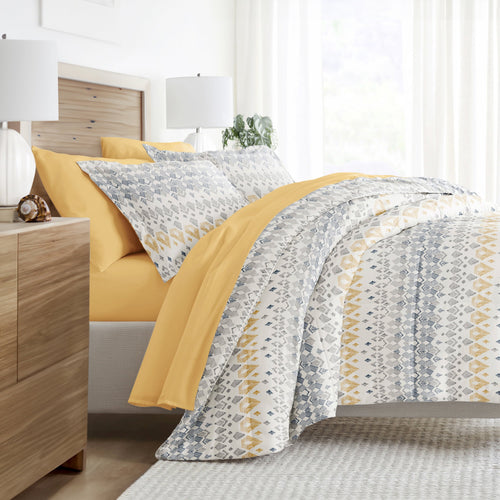 All-Season 7 Piece Bedding Bundle, Microfiber Patterned Comforter and Sheet Set, Queen - Luxurious Quilted Duvet Cover Set - Default Title