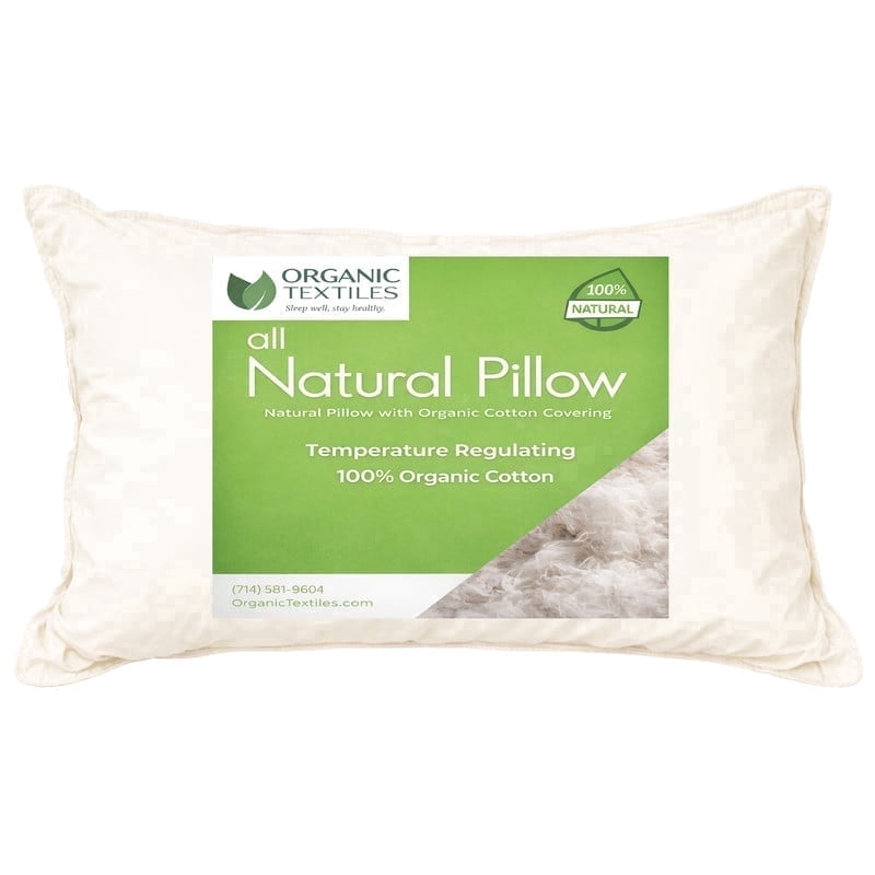 Decorative Plump 100% Organic Cotton Pillow with Organic Cotton Cover - GOTS CERTIFIED - Adjustable Loft, Head Neck Pain Relief, Back ... - Decorative Throw Pillow Cushion for Sofa & Bed - Default Title