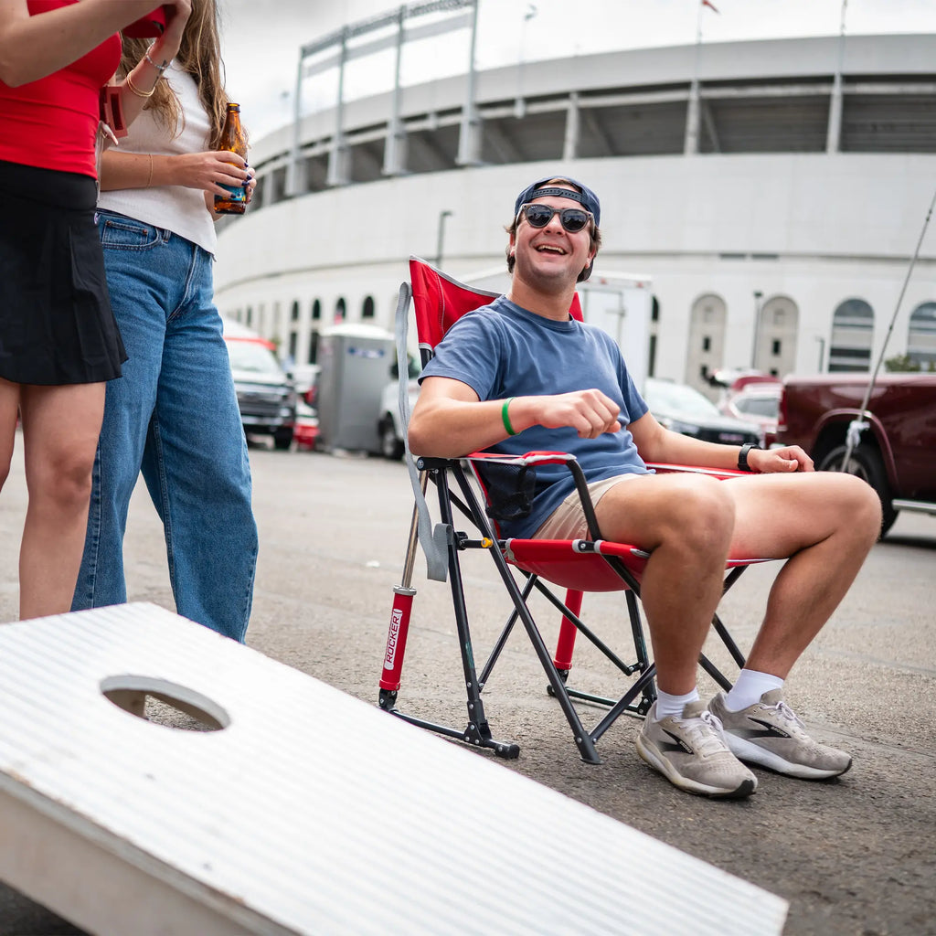 Premium All-Weather College Comfort Pro Rocker - Ohio State Buckeyes - Choice 676 - Patented Spring-Action Rocking Chair for Camping Detail