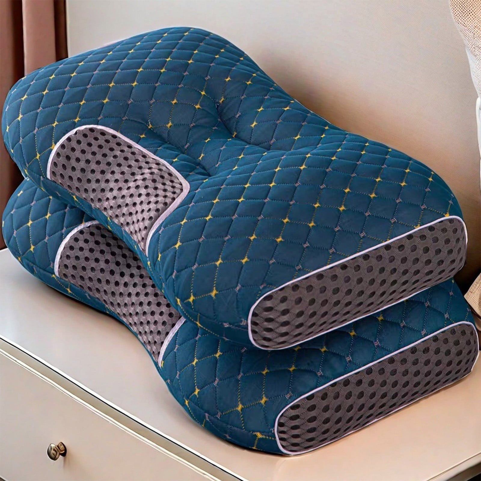Ergonomic Memory Foam 2-Pack Orthopedic Cervical Pillows For Deep Sleep Support - Non-Collapsing Memory Foam Pillow With Neck Pain Relief, ... - Decorative Throw Pillow Cushion for Sofa & Bed - Default Title