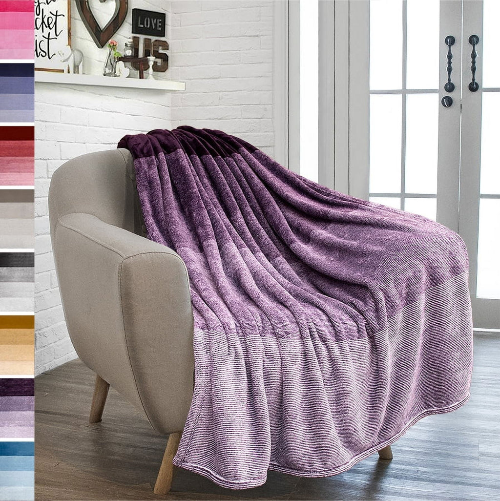 Reversible Sherpa Flannel Fleece Ombre Throw Blanket for Couch | Super Soft Cozy Microfiber Couch Blanket | Gradient Decorative Accent ... - Cozy Fleece Throw Blanket for Couch & Bed - Default Title