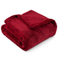 Reversible Sherpa Maroon Red Throw Blanket for Couch, Twin Bed, Soft Fleece Throws for Sofa Chair, Fuzzy Waffle Textured Blanket, Cozy ... - Luxury Knitted Decorative Throw Blanket with Fringes - Default Title