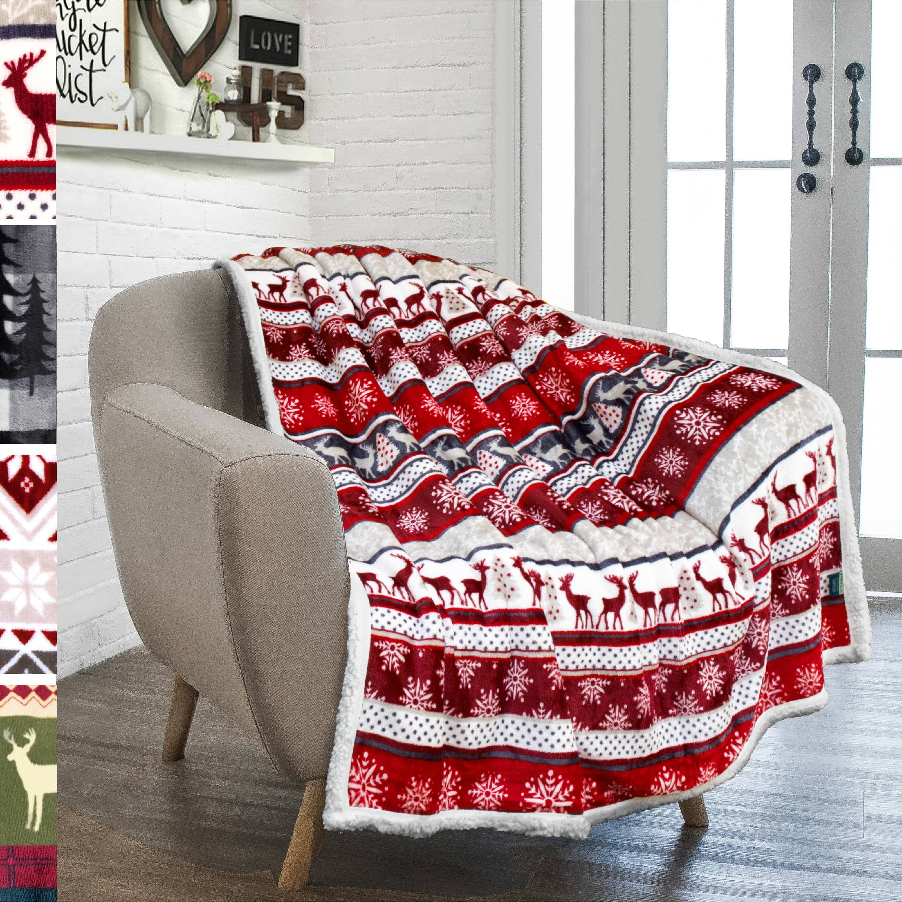 Super Soft Flannel Premium Plush Sherpa Throw Christmas Blanket | Soft, Warm, Cozy, Reversible Microfiber Winter Cabin Throw | Plaid Hol... - Super Soft Reversible Sherpa Flannel Blanket - Default Title