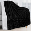 Decorative Knitted Reversible Sherpa Fleece Throw Blanket Black, Plush Flannel Throw, Ultra Soft Warm Ribbed Microfiber Blanket for Sofa... - Cozy Fleece Throw Blanket for Couch & Bed - Default Title