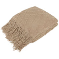 Cozy Fleece Tan Taupe Knit Throw Blanket for Couch Bed, Soft Knitted Farmhouse Sofa Throw for Living Room, Lightweight Decorative... - Super Soft Reversible Sherpa Flannel Blanket - Default Title