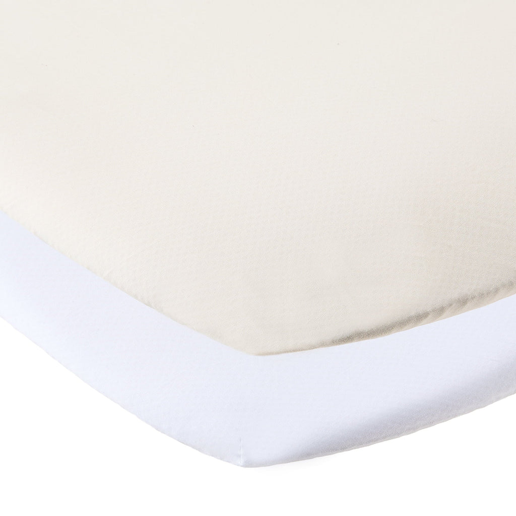 Breathable Luxury 180 Thread Count White and Birch Cotton Fitted Bassinet Sheets, 2 Pack - Luxury Bed Sheet Set with Deep Pockets - Default Title