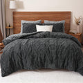 Hypoallergenic Cloud Warm Sherpa Fleece Queen Comforter Set, 3D Tufted Fluffy Dark Grey Bedding for Winter, Soft 3 Pieces Shaggy Bed Set, ... - Luxurious Quilted Duvet Cover Set - Default Title