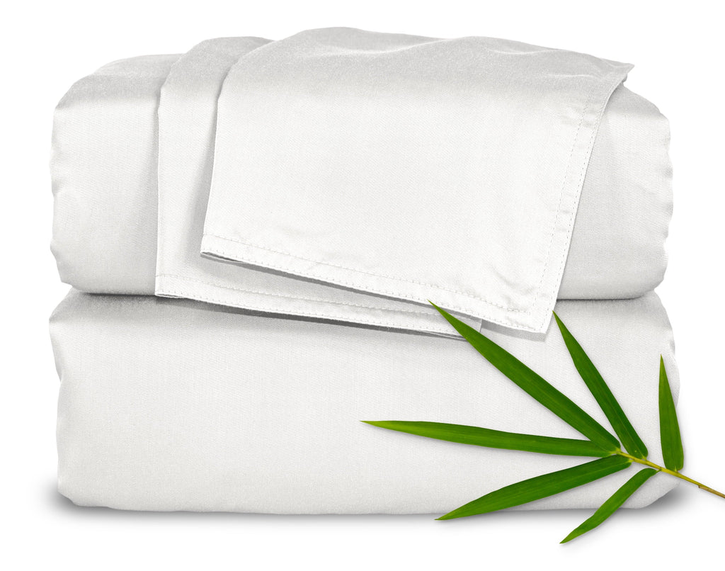 Cooling Sateen Sheets King Size Bed Sheet 4 Piece Set, Genuine 100% Organic Bamboo Viscose, Luxuriously Soft & Cooling, Double Stitc... - Premium Ultra-Soft Pillowcase Pair for Sleeping - Default Title