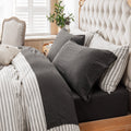 Cooling Sateen 100% Cotton Jersey Knit 4pc Bed Sheet Set Extra Deep Pocket up to 20" Charcoal Gray Queen - Premium Ultra-Soft Pillowcase Pair for Sleeping - Default Title