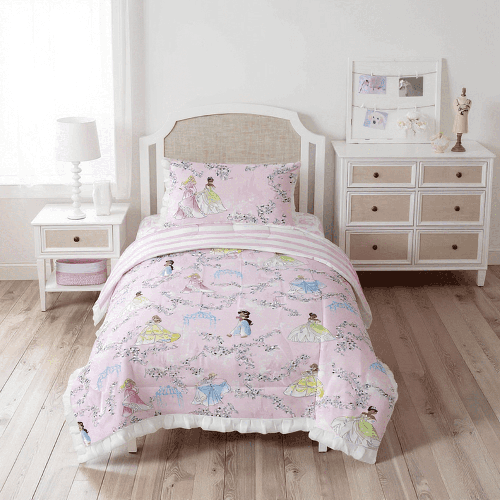 Hypoallergenic Cloud Princess Floral Gardens 2-Piece Twin/Full Reversible Comforter Set, Polyester Microfiber, Pink & White - All-Season Down Alternative Comforter Insert - Default Title