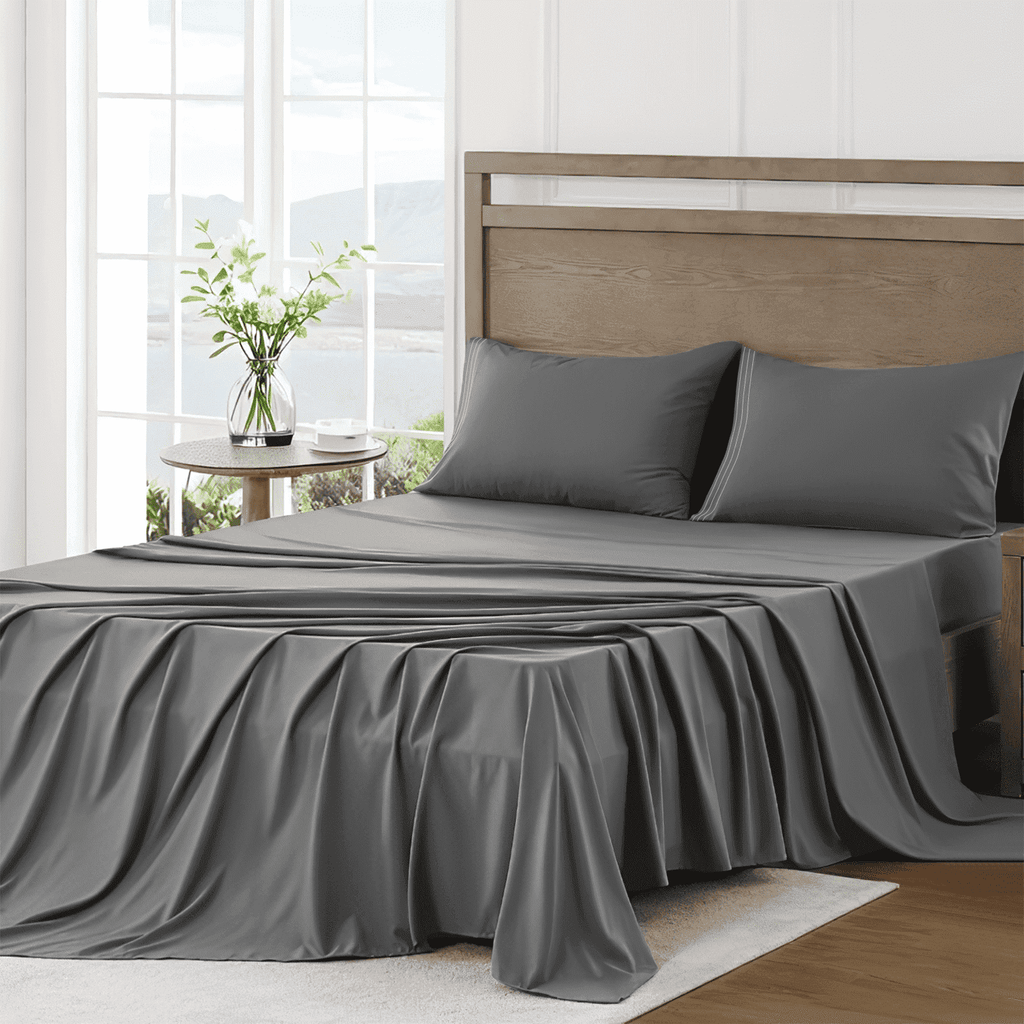 Breathable Luxury 4 Piece Bed Sheet Set, Queen Size Upgraded Cooling Deep Pocket Comfy Breathable Hotel Luxury Bedding, Extra Soft Wrin... - Breathable Egyptian Cotton Flat & Fitted Sheets - Default Title