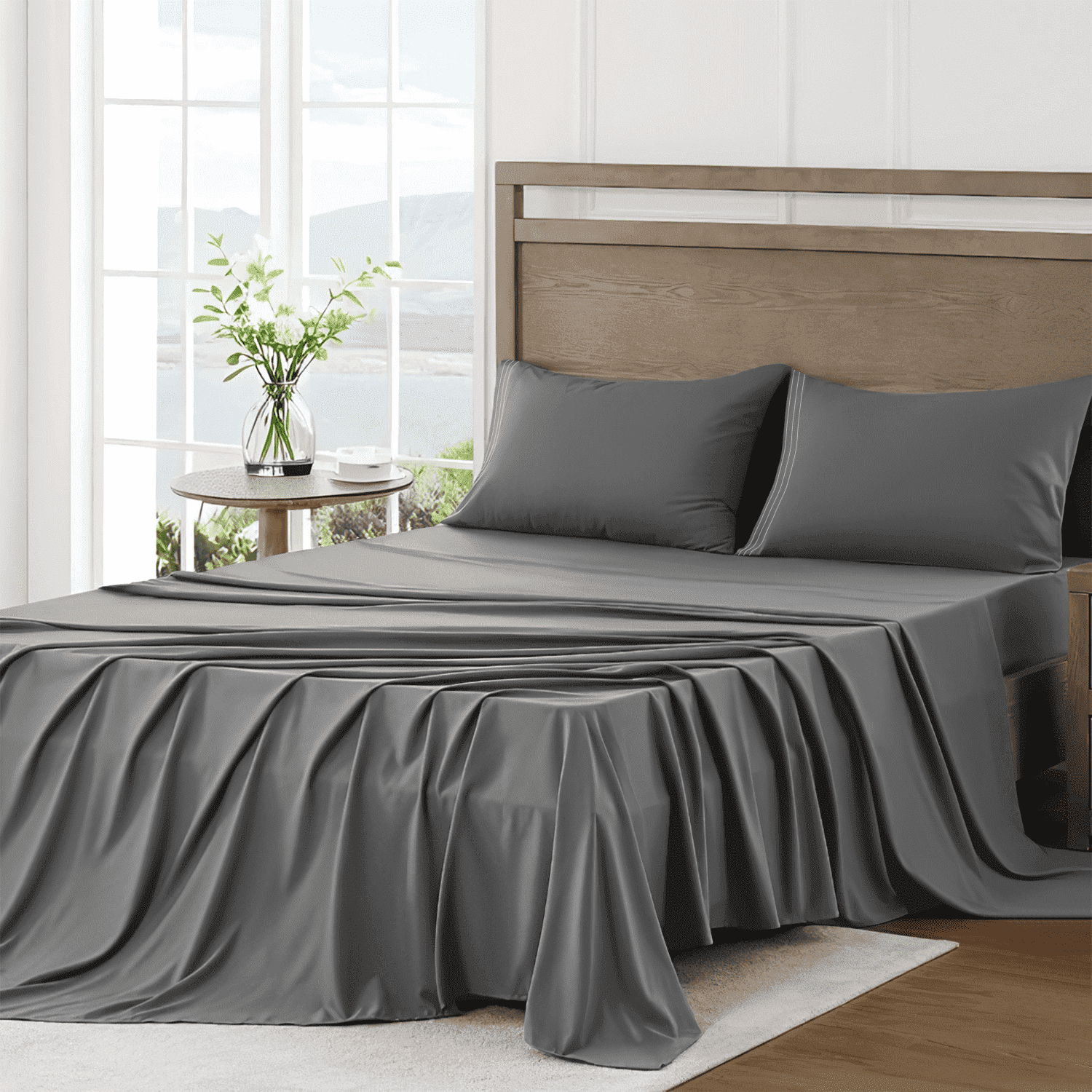 Breathable Luxury 4 Piece Bed Sheet Set, Queen Size Upgraded Cooling Deep Pocket Comfy Breathable Hotel Luxury Bedding, Extra Soft Wrin... - Breathable Egyptian Cotton Flat & Fitted Sheets - Default Title
