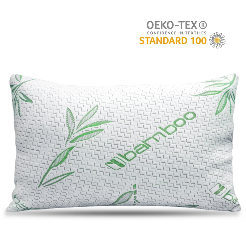 Ergonomic Memory Foam Queen Size Bamboo Pillow, Memory Foam Bed Pillows with Washable Pillowcases, Queen - Decorative Throw Pillow Cushion for Sofa & Bed - Default Title