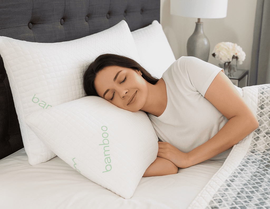 Fluffy Shredded Queen Size Bamboo Pillow, Memory Foam Bed Pillows with Washable Pillowcases, Queen - Orthopedic Shredded Foam Bed Pillow Set - Default Title