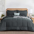 Fluffy Down Alternative 7 Pieces Comforter Set with Sheets - Bed in a Bag with Comforter and All Season Sheets, Pillowcases,Dark Gray,Queen - Hypoallergenic Ultra-Fluffy Quilt for Winter - Default Title