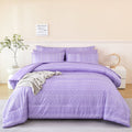 Heavyweight Warmth 8-Pieces Boho Bedding Set Full Lavender Striped Bed in a Bag for Girls Women Soft Fluffy Purple Comforter Set with Sh... - Hypoallergenic Ultra-Fluffy Quilt for Winter - Default Title