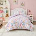 Fluffy Down Alternative Floral Comforter Set, Soft Microfiber Flower Bedding Set, 5 Pieces with Comforter, Sheets and Pillowcases, Twin - Cloud-Like Soft Lightweight Bed Comforter - Default Title