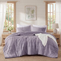 All-Season Full/Queen Comforter Set, Boho 3-Piece Pintuck Stitching Bedding Set, Soft Washed Pleated Bed Sets with Pillow Shams,... - Luxurious Quilted Duvet Cover Set - Default Title