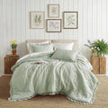 All-Season Full/Queen Comforter Set Sage, 3 Pieces Quilted Ruffle Comforters Full/Queen Size, Solid Bedding Comforters Sets, Gif... - Cloud-Like Soft Lightweight Bed Comforter - Default Title