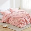 Hypoallergenic Cloud Full/Queen Size Comforter Set, Fluffy Ribbed Plush Comforter Set, 3-Piece Bedding Set, Pink - Hypoallergenic Ultra-Fluffy Quilt for Winter - Default Title