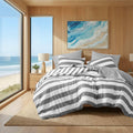 Hypoallergenic Cloud Full/Queen Size Comforter Sets, 3-Piece Bedding Set Full/Queen, Reversible Striped Comforter Bed Set, Charcoal - Hypoallergenic Ultra-Fluffy Quilt for Winter - Default Title