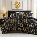 Heavyweight Warmth Full/Queen Size Comforter Set, 4-Piece Bedding Set for All Seasons, Geometric Metallic Comforter Bed Set with Decor P... - Luxurious Quilted Duvet Cover Set - Default Title