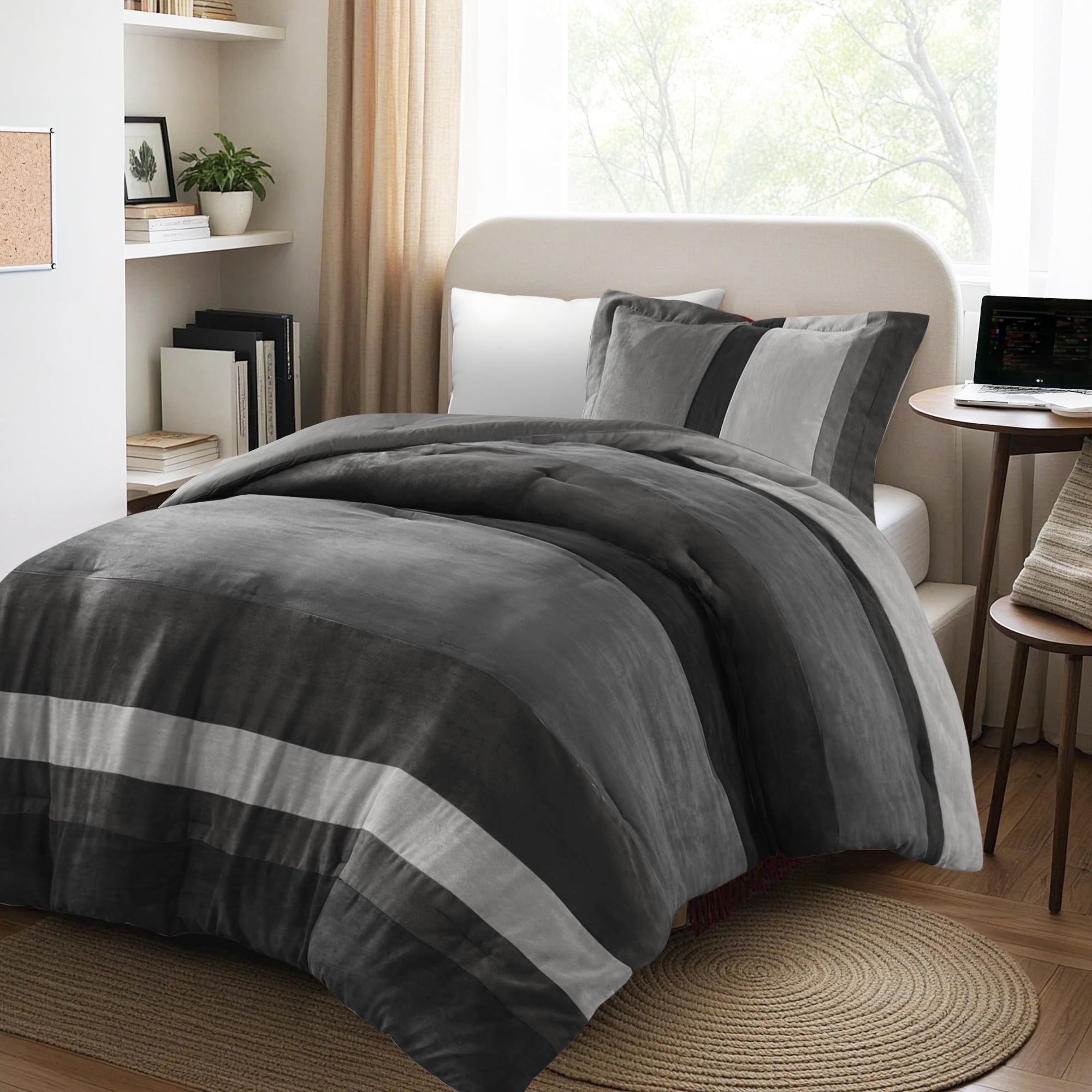 Hypoallergenic Cloud Twin/Twin XL Comforter Set Black, 2 Pieces Faux Suede Comforters Twin/Twin XL Size, Pieced Bedding Comforters Sets, C... - Cloud-Like Soft Lightweight Bed Comforter - Default Title