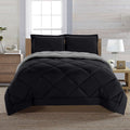 All-Season Reversible 3-Piece Comforter Set, Diamond Stitched, King, Black/Grey - Cloud-Like Soft Lightweight Bed Comforter - Default Title