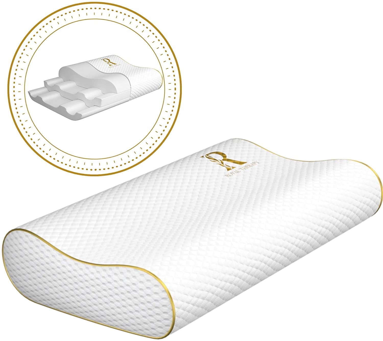 Ergonomic Memory Foam Queen Memory Foam Pillow + Extra Pillowcase, Bed Pillow for Neck & Shoulders for Adult - Orthopedic Shredded Foam Bed Pillow Set - Default Title