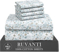 Cooling Sateen 6 Pcs Cotton Sheets - 100% Natural Cotton Soft, Lightweight & Breathable Crispy Percale Bed Sheets, King Size Sheets ... - Premium Ultra-Soft Pillowcase Pair for Sleeping - Default Title