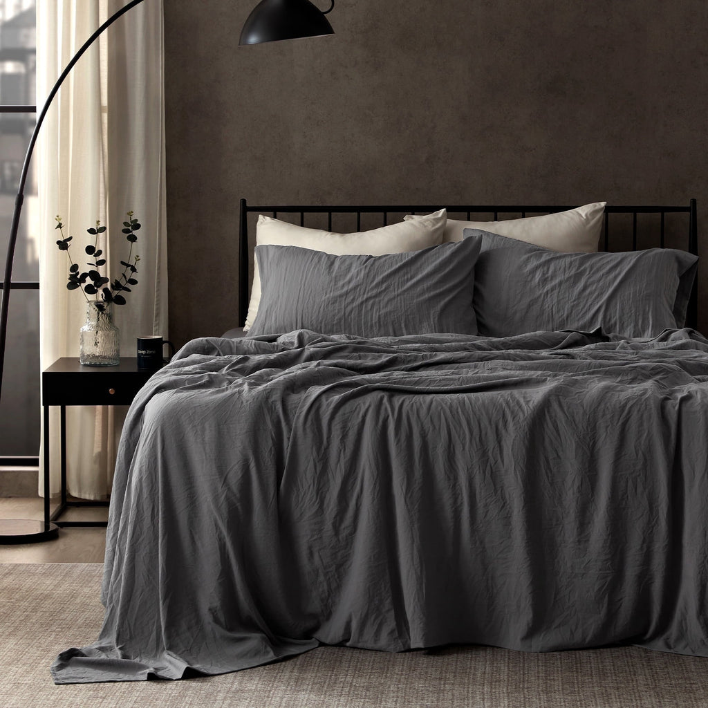Breathable Luxury Bed Sheets - Full Size Bed Sheets - Washed Microfiber - 4 Piece Hotel Luxury Bedding Sheets with Fitted Sheet, Flat S... - Luxury Bed Sheet Set with Deep Pockets - Default Title