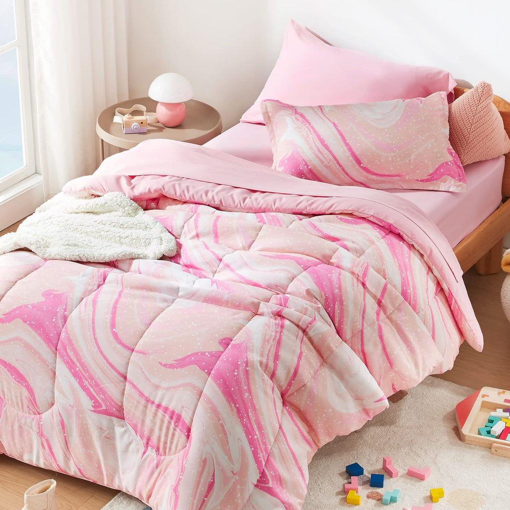 Fluffy Down Alternative Kids Twin Bedding Comforter Set - 5 Pieces Super Cute & Soft Bedding Sets & Collections with Comforter, Sheet, Pillow... - Cloud-Like Soft Lightweight Bed Comforter - Default Title