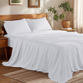 Wrinkle-Resistant Bed Sheets Set, Microfiber Deep Pocket 4 Pieces Luxury Soft Sheet Set, Queen, White - Premium Ultra-Soft Pillowcase Pair for Sleeping - Default Title