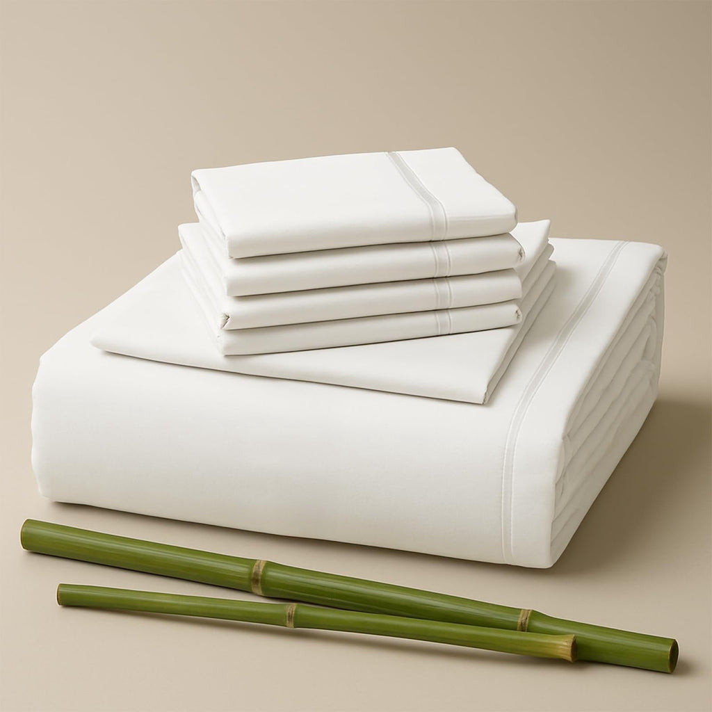Premium Egyptian Cotton Sacred Thread Rayon Derived , 18'' Deep Pocket Cooling Sheets for Hot Sleepers, 6 PC Cooling Sheets (Queen Size - Premium Ultra-Soft Pillowcase Pair for Sleeping - Default Title