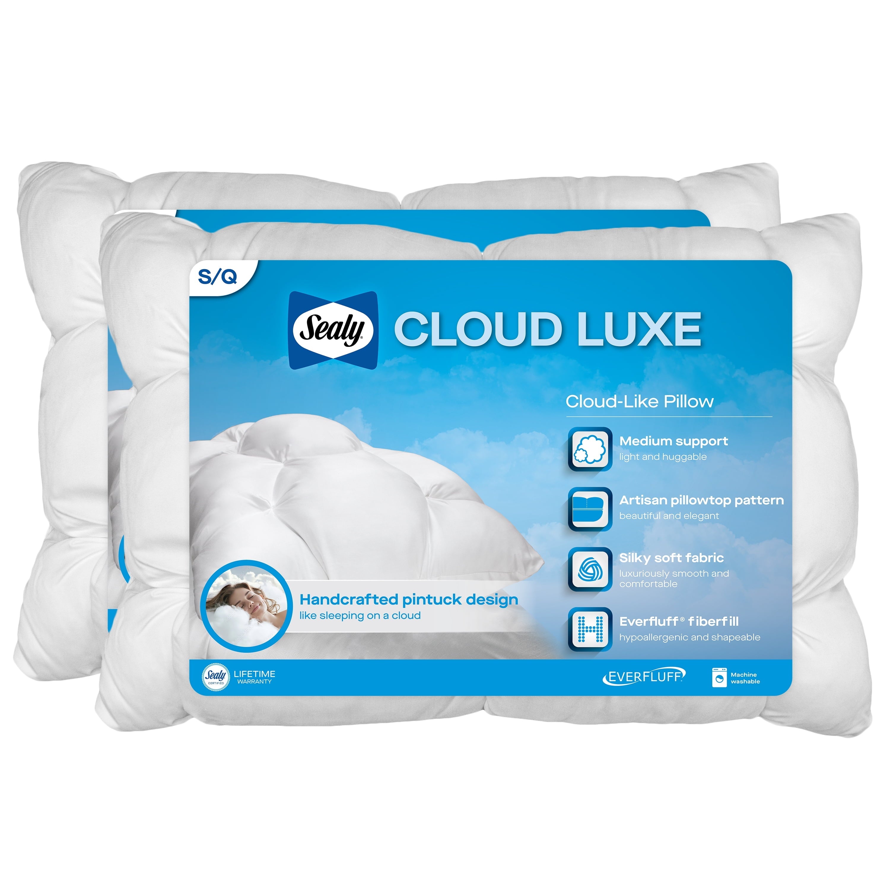 Orthopedic Support Down Alternative Cloud Luxe Bed Pillows, Standard/Queen - Adaptive Huggable Core (2 Pack) - Hotel Quality Plush Sleeping Pillows - Default Title