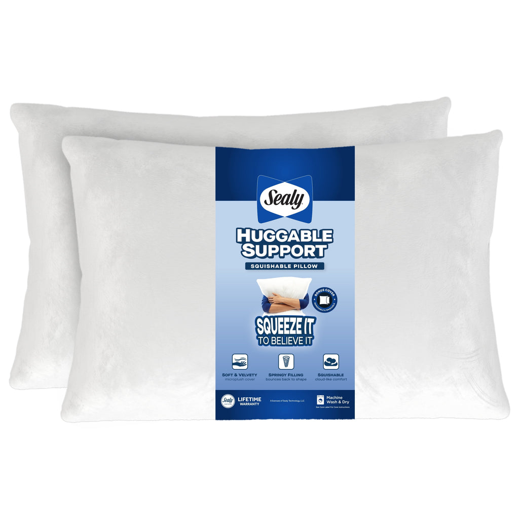 Orthopedic Support Huggable Support Bed Pillow, Standard- Soft Velvety Cover, Squishable Comfort (2 Count) - Orthopedic Shredded Foam Bed Pillow Set - Default Title