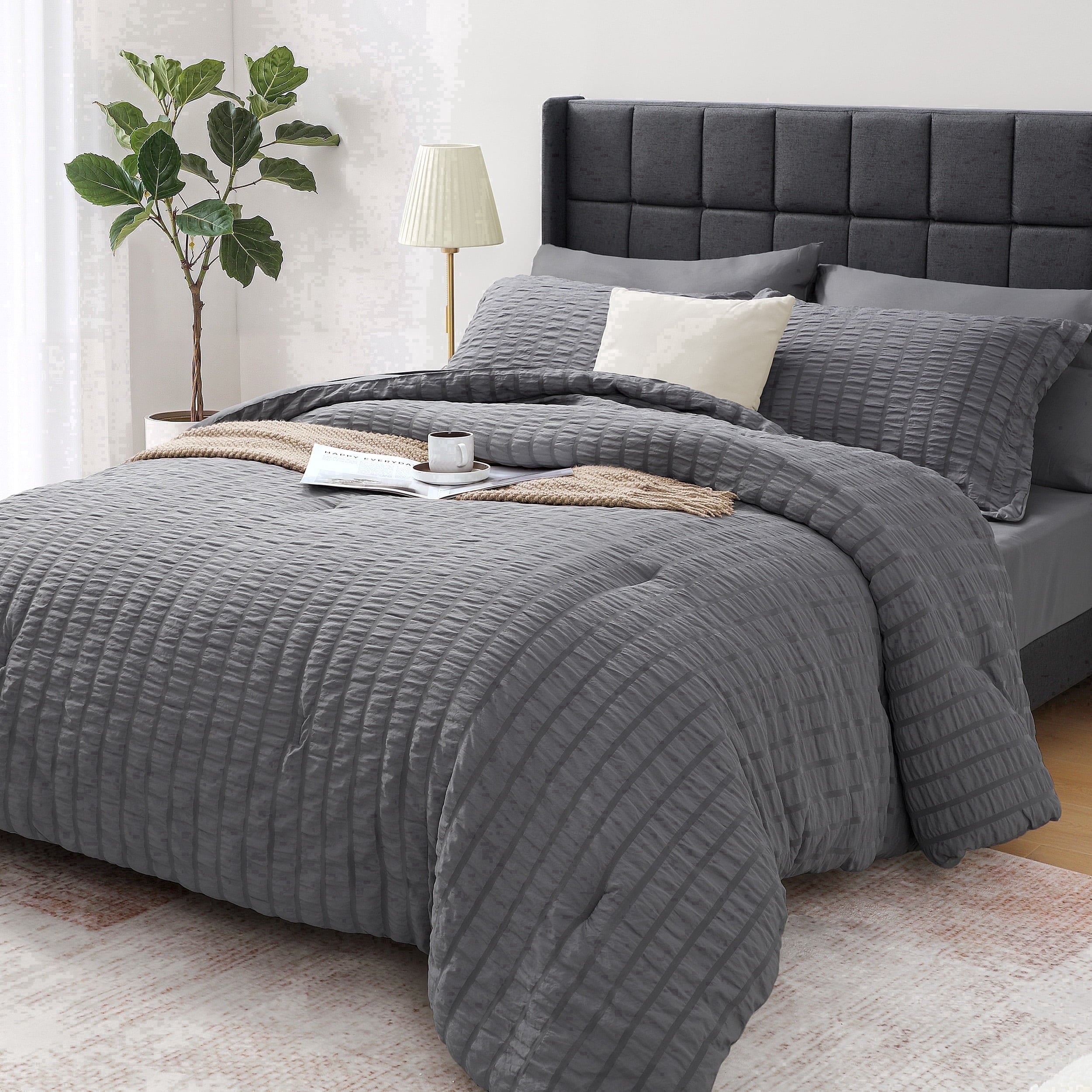 Heavyweight Warmth 7 Piece Queen Comforter Set, Bed in a Bag with Sheets, Pillowcases & Shams, All Season Soft Bedding, Cozy and Lightwe... - All-Season Down Alternative Comforter Insert - Default Title