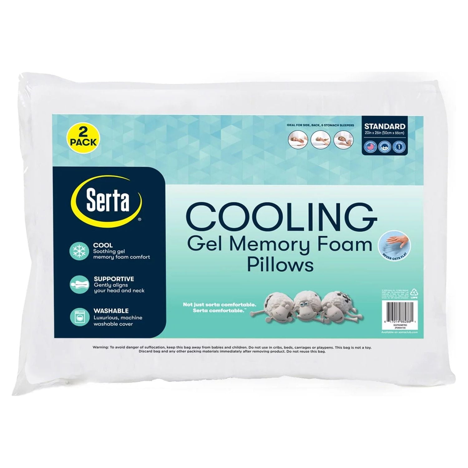 Orthopedic Support Cooling Gel Memory Foam Bed Pillow, Set of 2 - Hotel Quality Plush Sleeping Pillows - Default Title