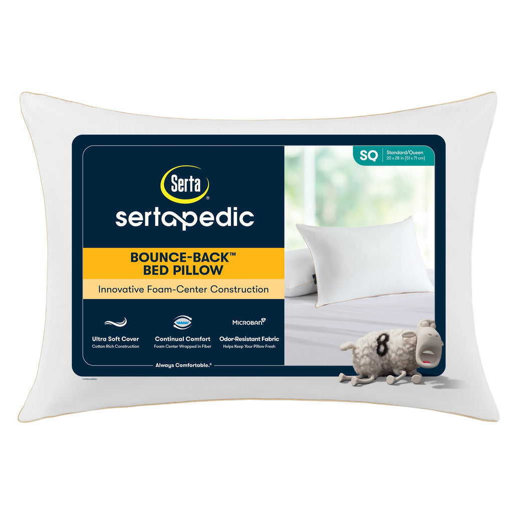 Decorative Plump pedic Bounce Back Standard/Queen Bed Pillow, Hypoallergenic Fill - Orthopedic Shredded Foam Bed Pillow Set - Default Title