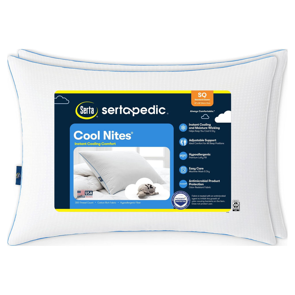 Fluffy Shredded Cool Nites Bed Pillow, Standard/Queen, 2 Pack - Ergonomic Memory Foam Pillow for Neck Pain Support - Default Title