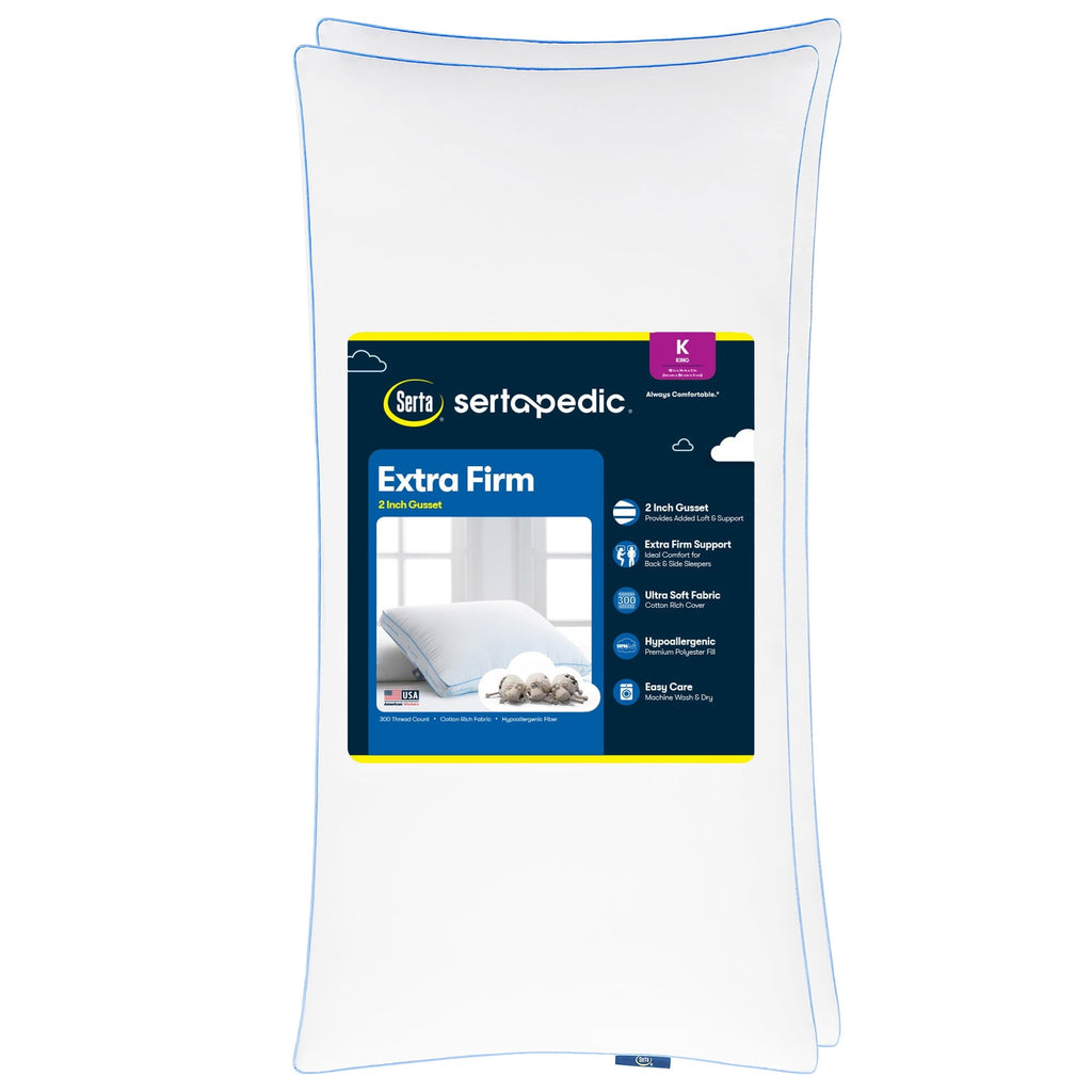 Hotel Collection pedic Extra Firm Bed Pillow, King, 2 Pack, Hypoallergenic - Orthopedic Shredded Foam Bed Pillow Set - Default Title