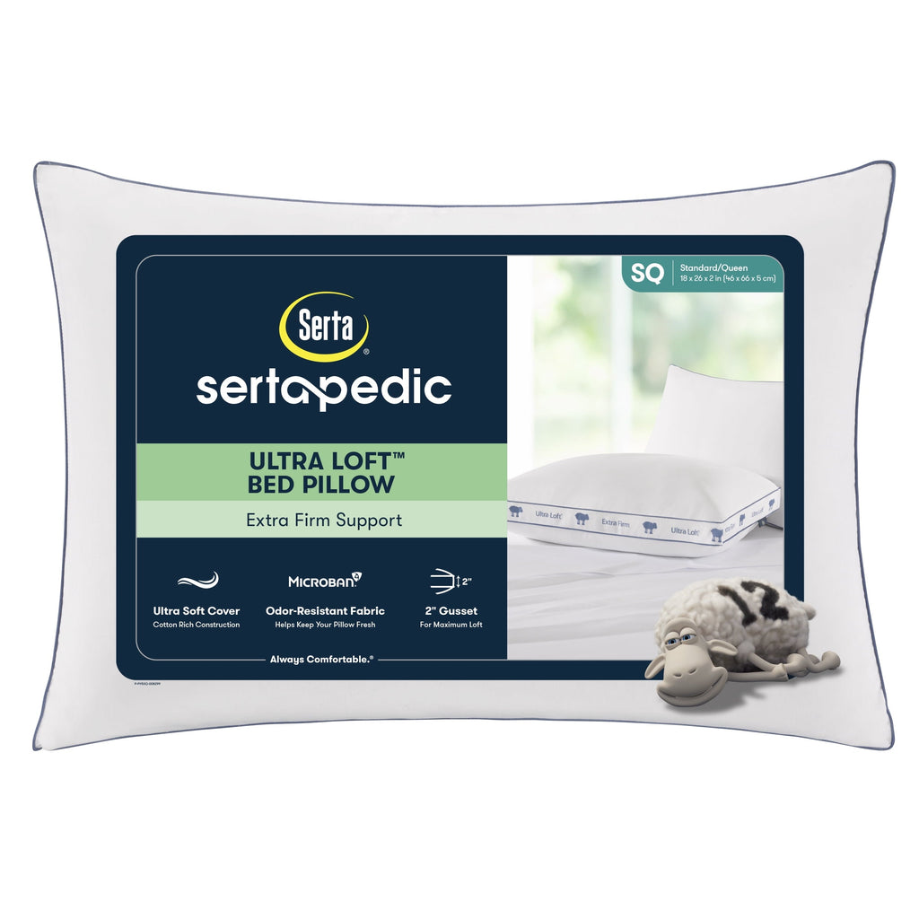 Orthopedic Support Ultra Loft Standard/Queen Bed Pillow, Extra Firm Support - Ergonomic Memory Foam Pillow for Neck Pain Support - Default Title