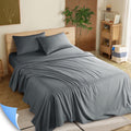 Breathable Luxury Shilucheng 4 Pieces Luxury Bed Sheets Set, Plush Microfiber Bed Sheets, 16" Deep Pocket, Queen, Dark Gray - Luxury Bed Sheet Set with Deep Pockets - Default Title